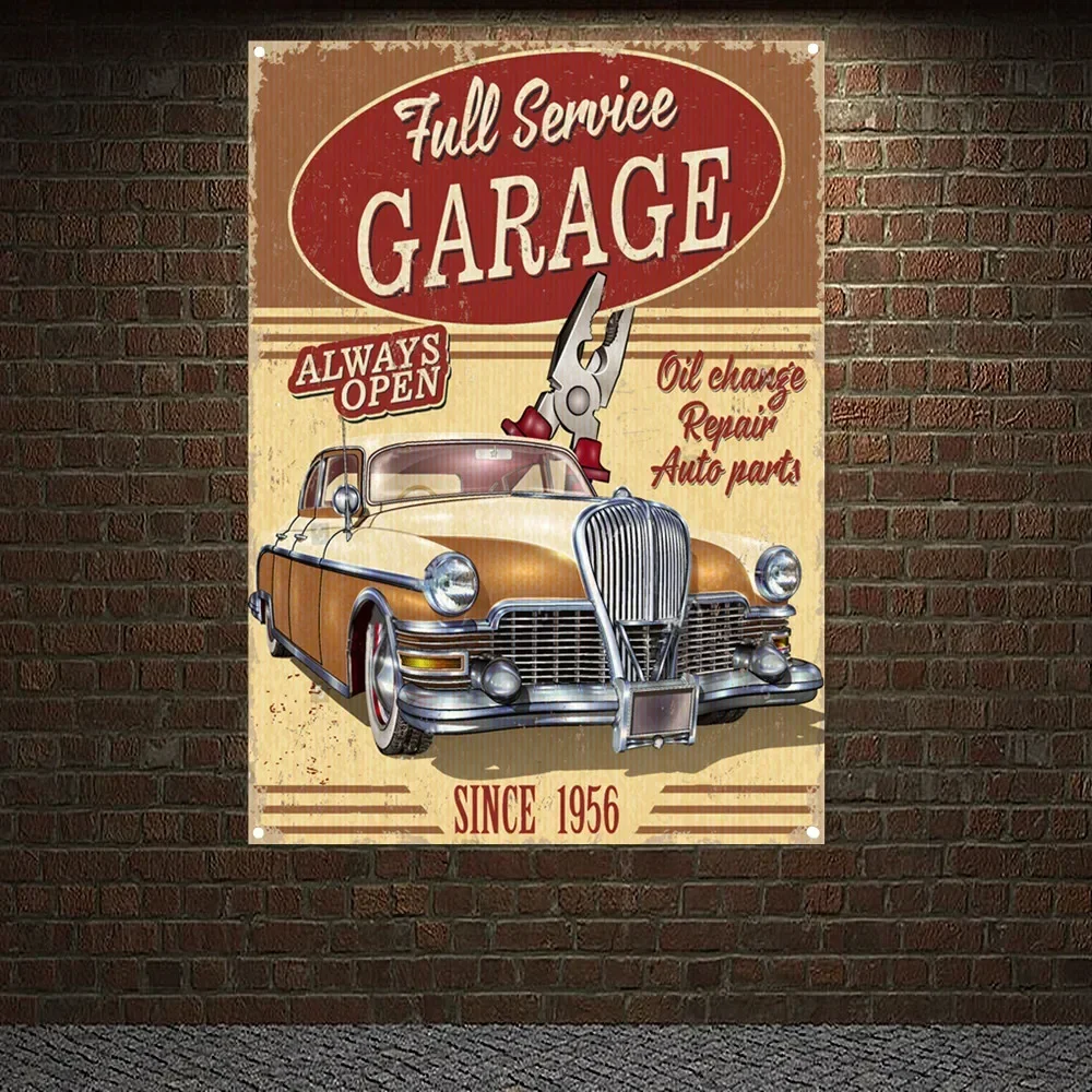 Auto Repair Shop Open - ALWAYS OPEN GARAGE Vintage CAR SERVICE