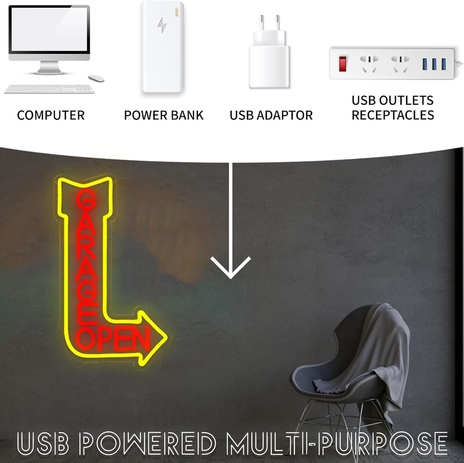  Garage Open Neon Sign USB Po - Auto Repair Shop Open 评论和价格