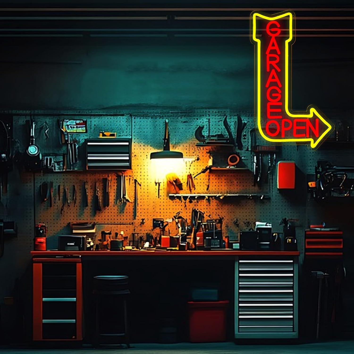 Garage Open Neon Sign USB Dimm - Auto Repair Shop Open 评论和价格