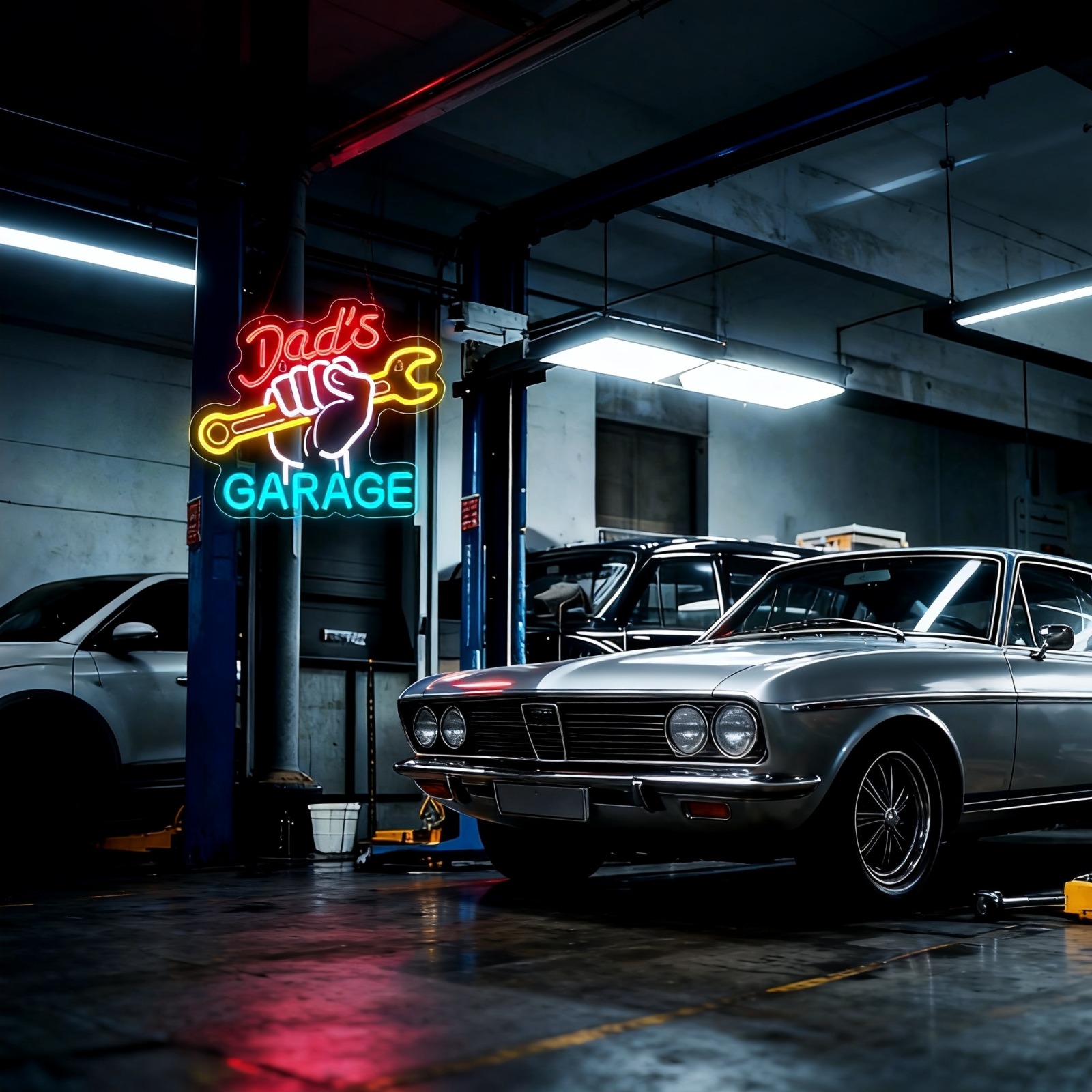 Dad's Garage Neon Sign LED Wal - Auto Repair Shop Open 评论和价格