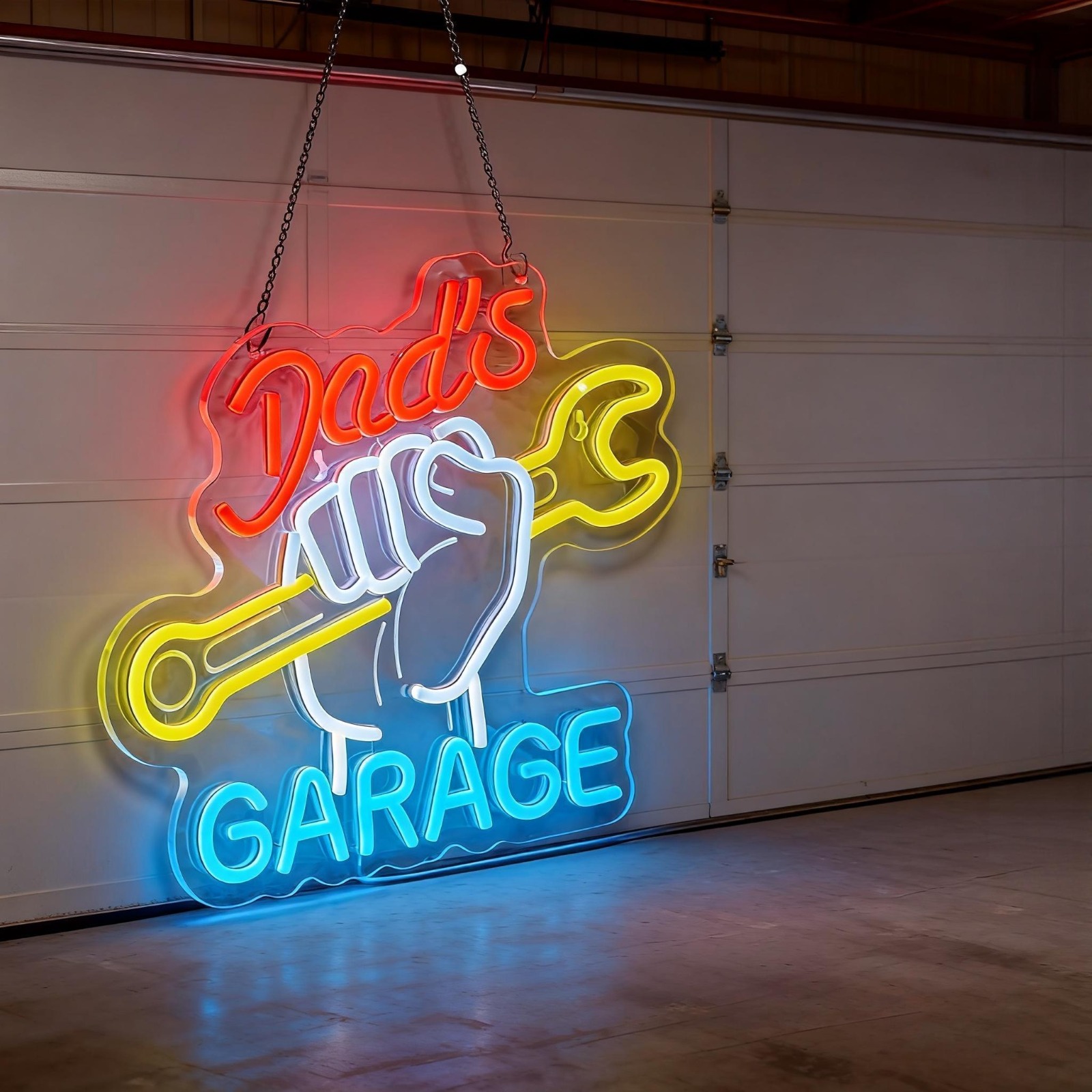 Dad's Garage Neon Sign LED Wal - Auto Repair Shop Open 评论和价格